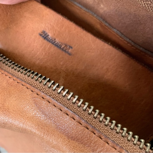 Madewell Prague Satchel Leather Tan Crossbody Bag Water Stains - Picture 10 of 16